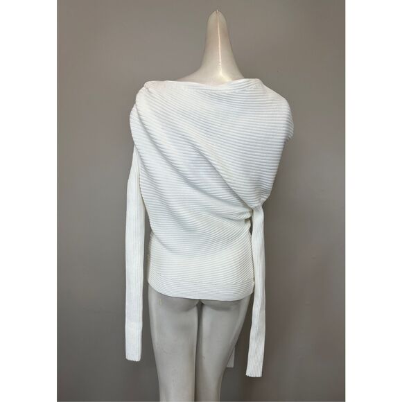 NWT A.W.A.K.E. Mode Ribbed Off The Shoulder Pullover Sweater Ivory Medium $535 - Picture 7 of 10